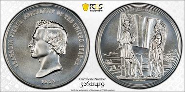 (2022) Medal Franklin Pierce "1853" Silver Matte Finish MS70