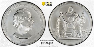 (2023-S) Medal Andrew Johnson "1865" Silver Matte Finish MS70