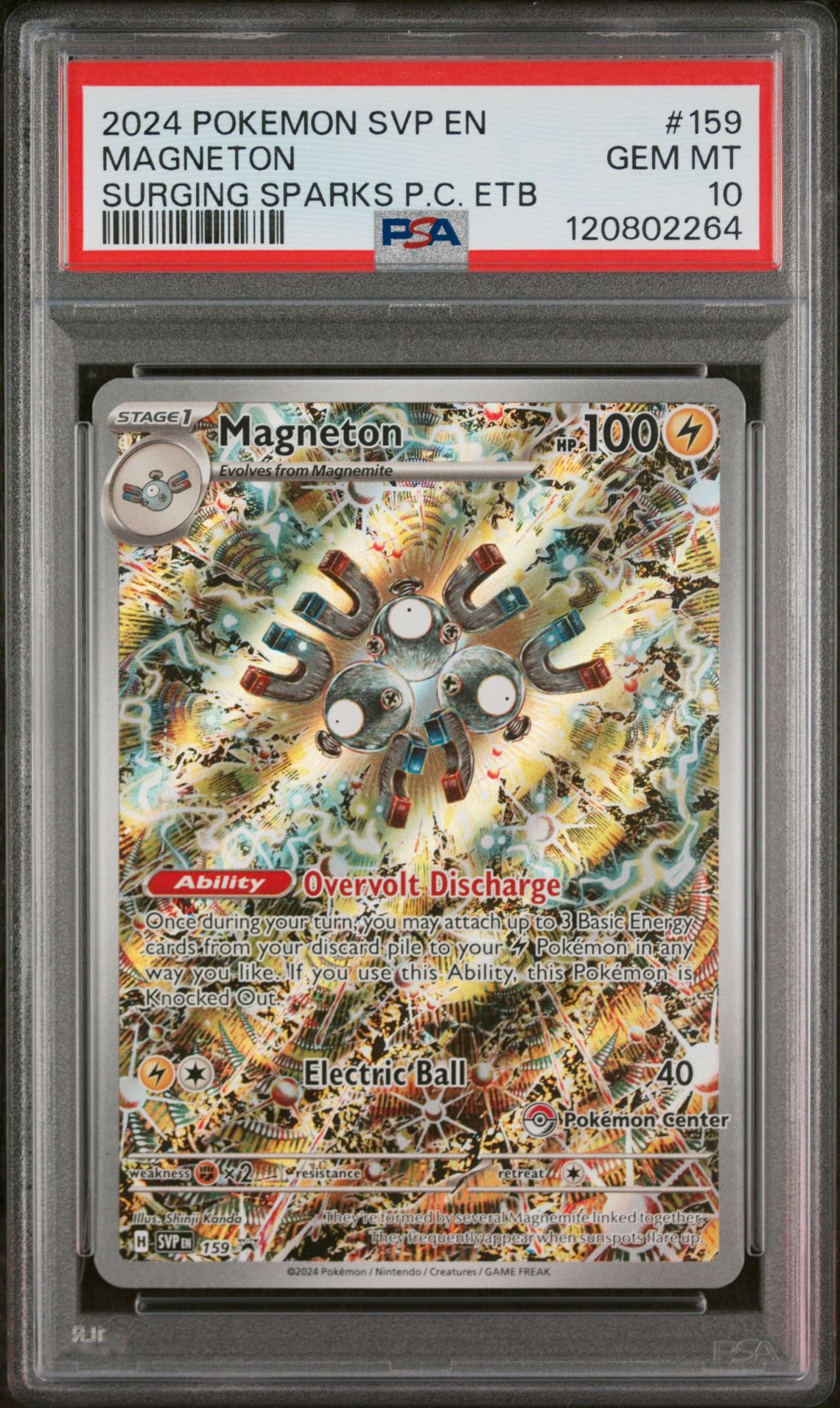 2024 Pokemon Svp En-Sv Black Star Promo Magneton #159 (Surging Sparks Pc Etb) Gem Mt 10 front