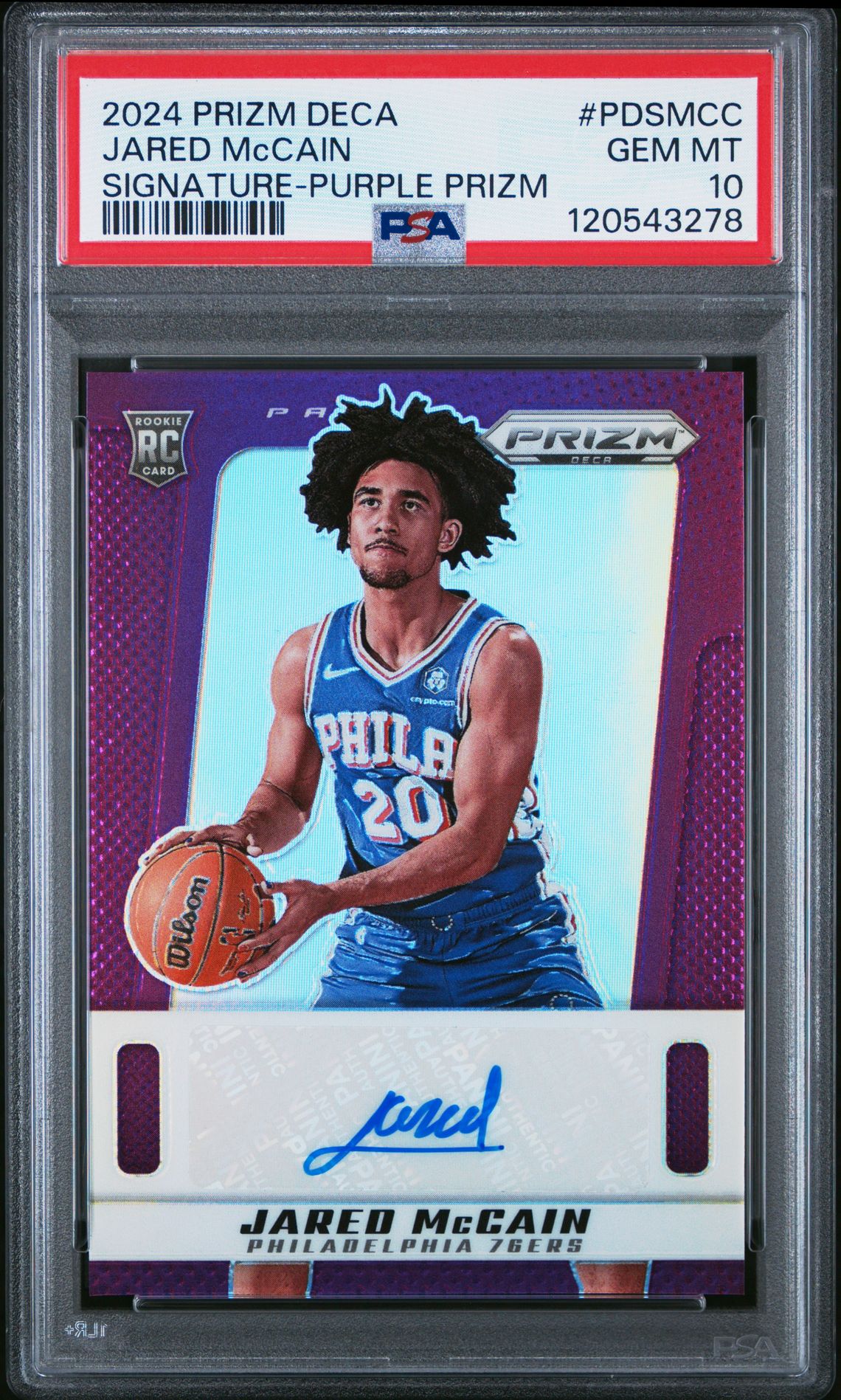 2024 Panini PANINI PRIZM DECA SIGNATURES PURPLE PRIZM #PDSMCC Jared Mccain front
