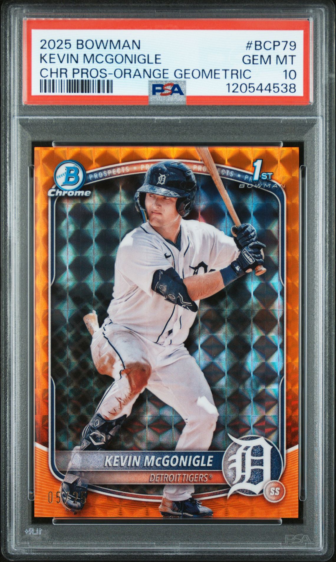 2025 Bowman BOWMAN CHROME PROSPECTS CHR PROS-ORANGE GEOMETRIC #BCP79 Kevin Mcgonigle front