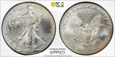 1999 $1 Silver Eagle MS69