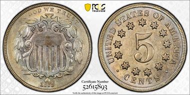 1868 5C AU58