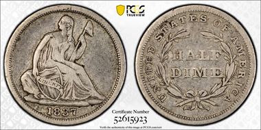 1837 H10C Seated, Small Date VF20