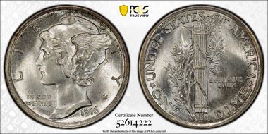1916 10C Mercury MS66+ FB
