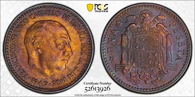 1947 Peseta (1956) AU55