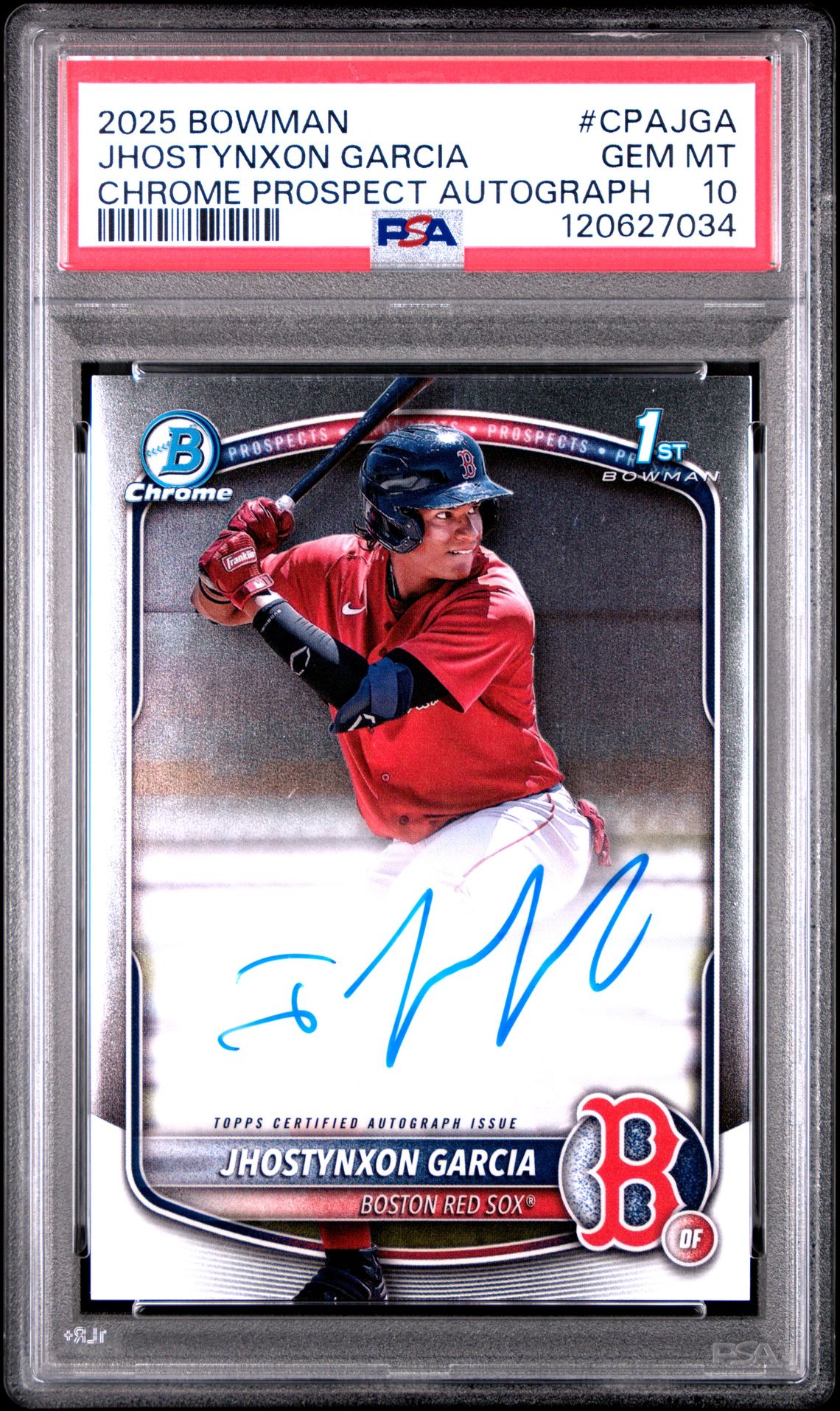2025 Bowman Chrome Prospect Autographs Jhostynxon Garcia #Cpajga Gem Mt 10 front