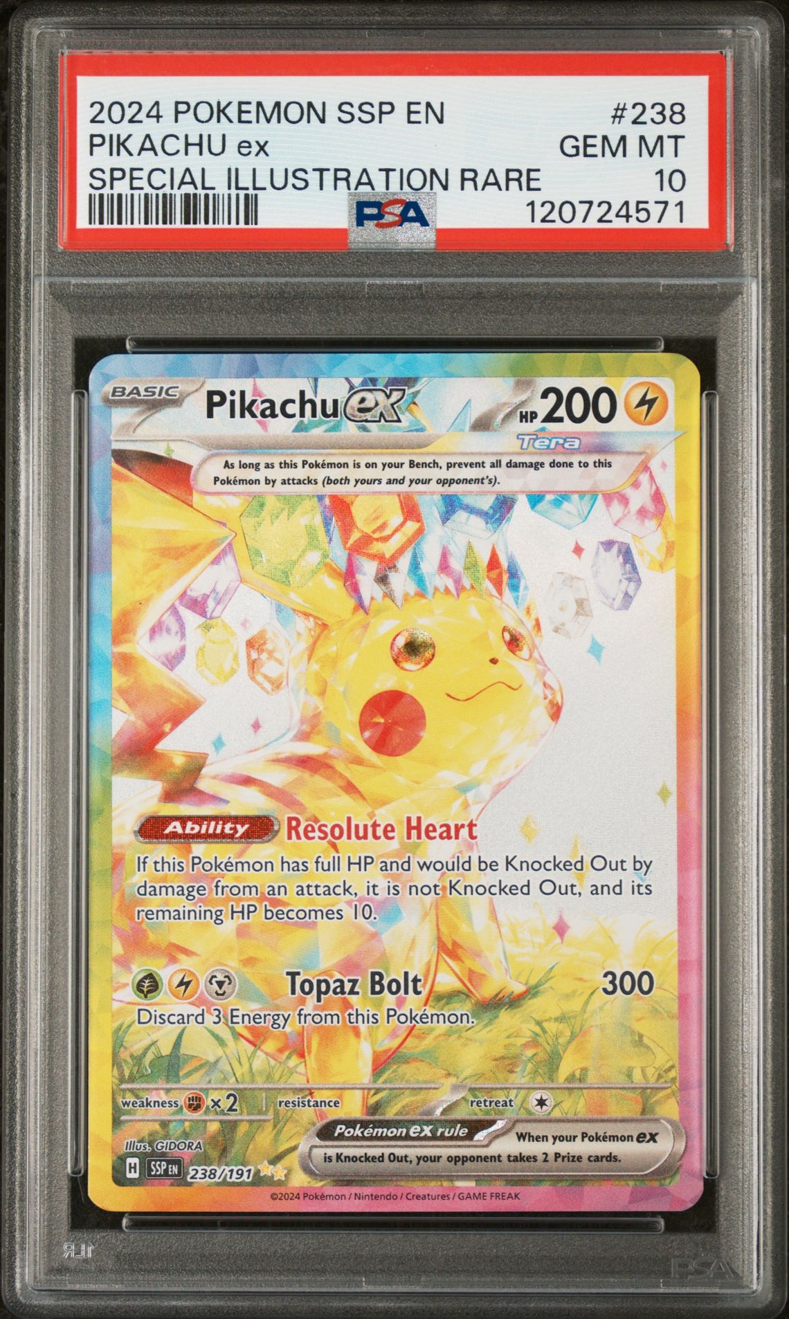 2024 Pokemon Ssp En-Surging Sparks Pikachu Ex #238 (Special Illustration Rare) Gem Mt 10 front