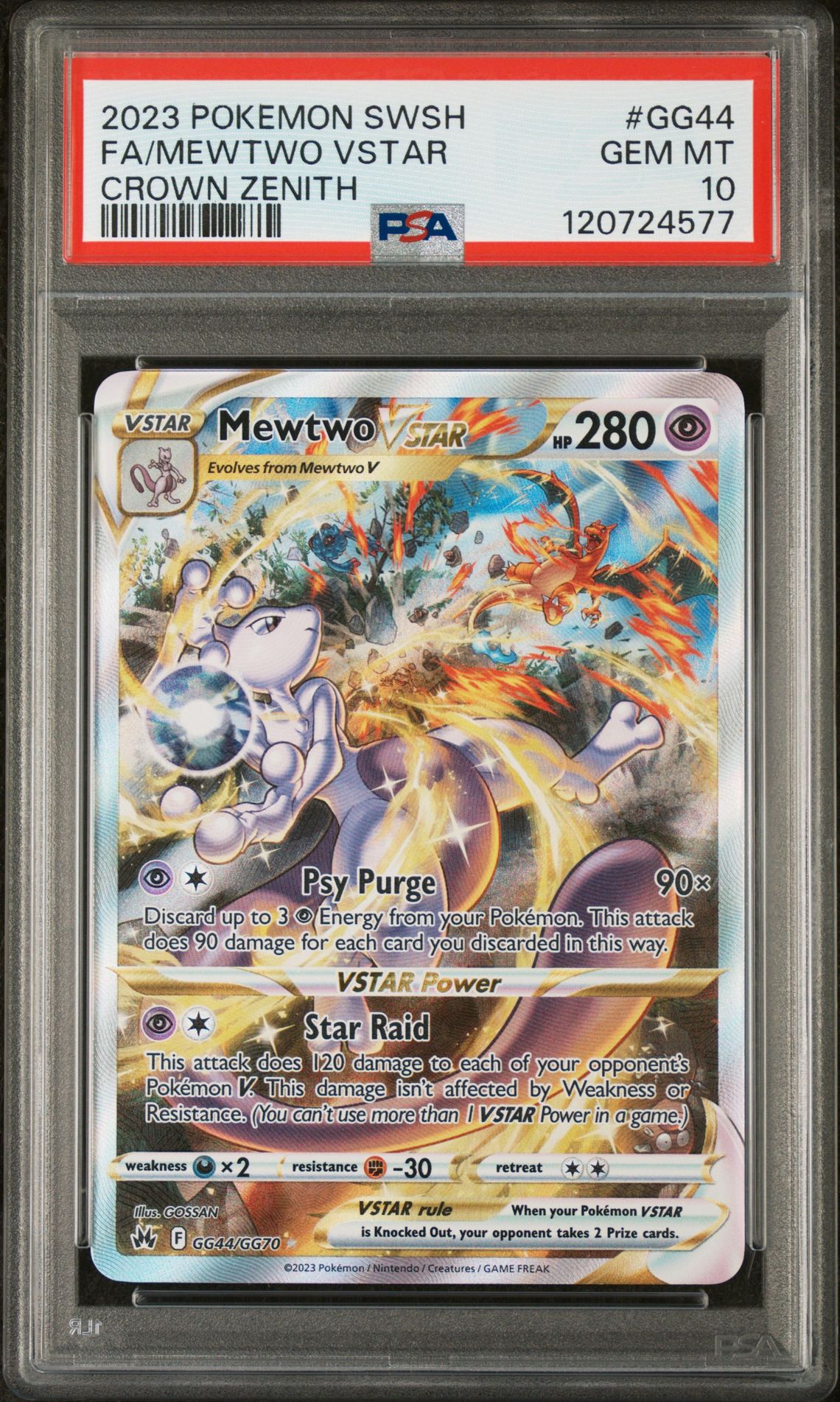 2023 Pokemon Sword And Shield Crown Zenith Fa/Mewtwo Vstar #Gg44 (Crown Zenith) Gem Mt 10 front