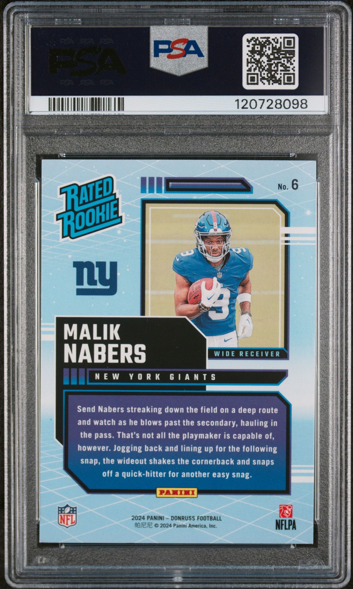 2024 Panini Donruss Rated Rookies Retro Malik Nabers #6 Mint 9 back