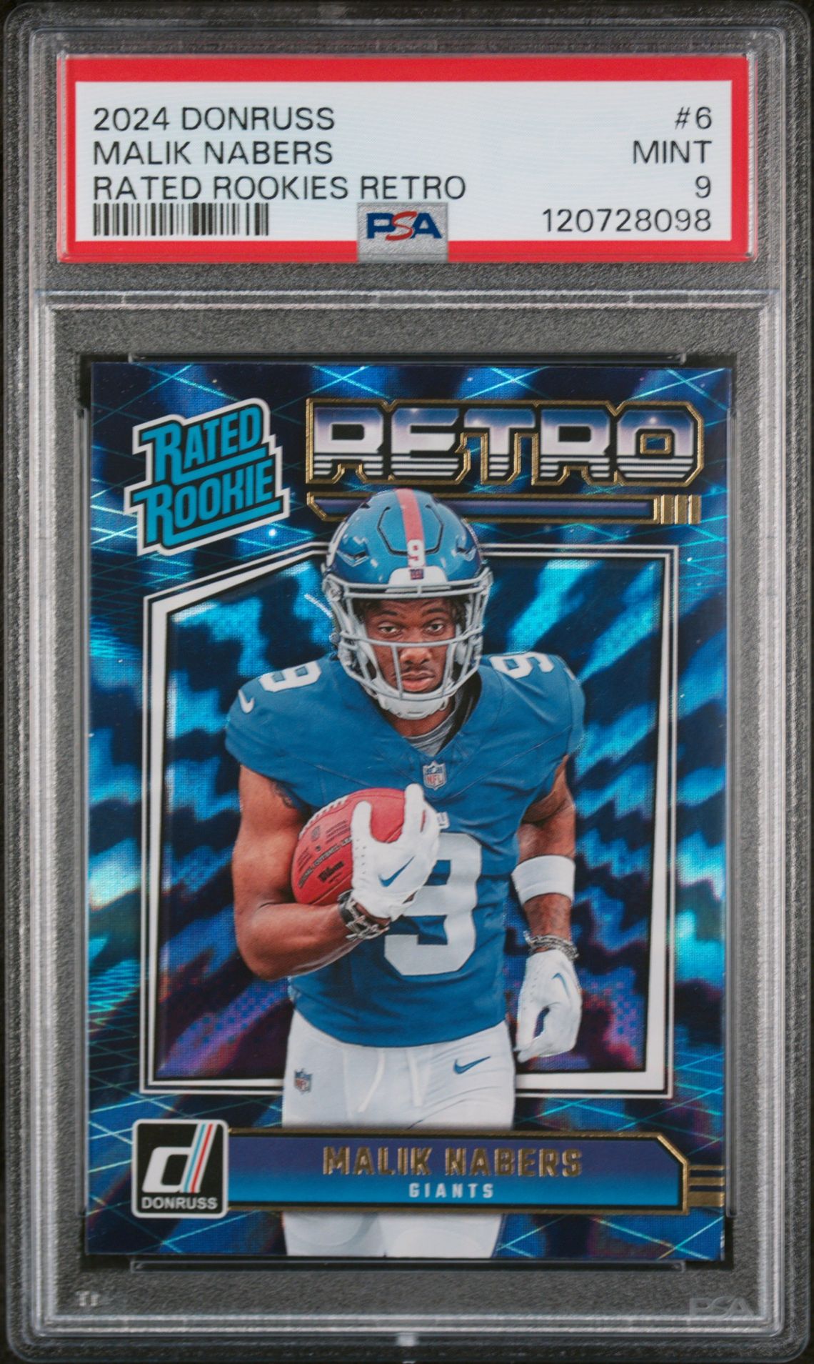 2024 Panini Donruss Rated Rookies Retro Malik Nabers #6 Mint 9 front