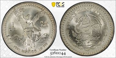 1991-Mo Onza Libertad Ag T2 - PLaTA PuRA MS69