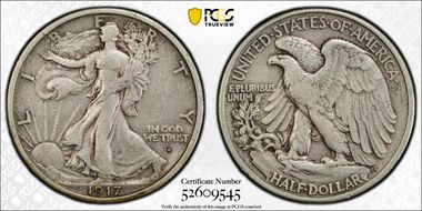 1917-S 50C Obverse XF45