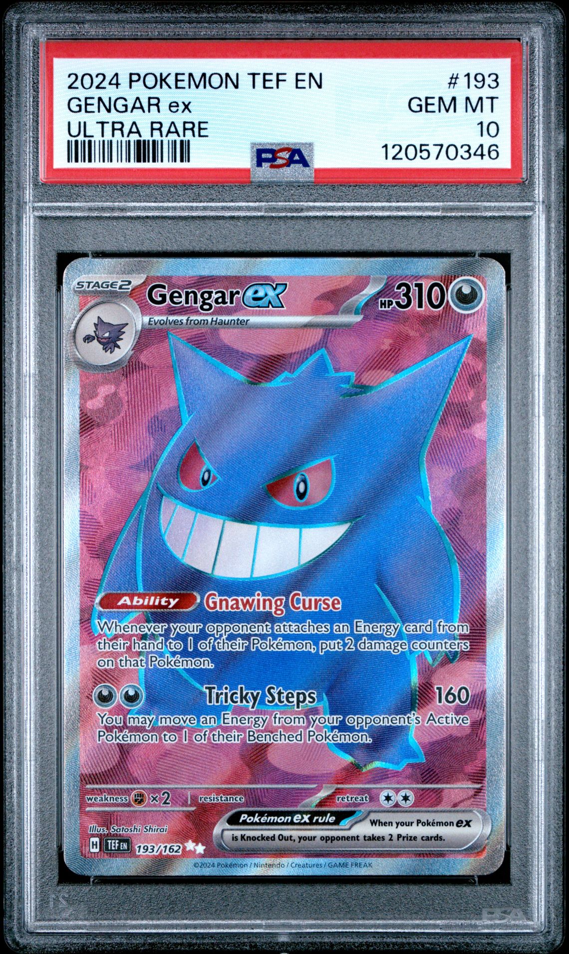 2024 Pokemon Tef En-Temporal Forces Gengar Ex #193 (Ultra Rare) Gem Mt 10 front