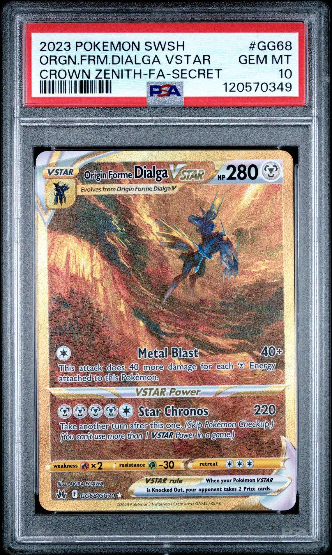 2023 Pokemon Sword And Shield Crown Zenith Orgn.frm.dialga Vstar #Gg68 (Crown Zenith-Fa-Secret) Gem Mt 10 front
