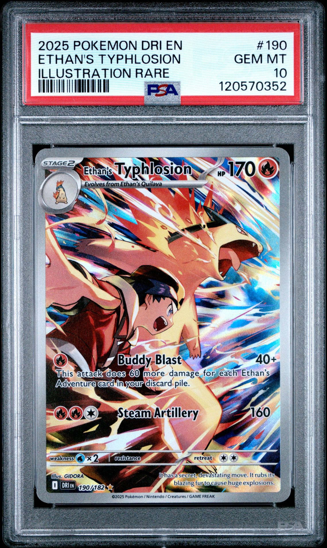 2025 Pokemon Dri En-Destined Rivals Ethan's Typhlosion #190 (Illustration Rare) Gem Mt 10 front