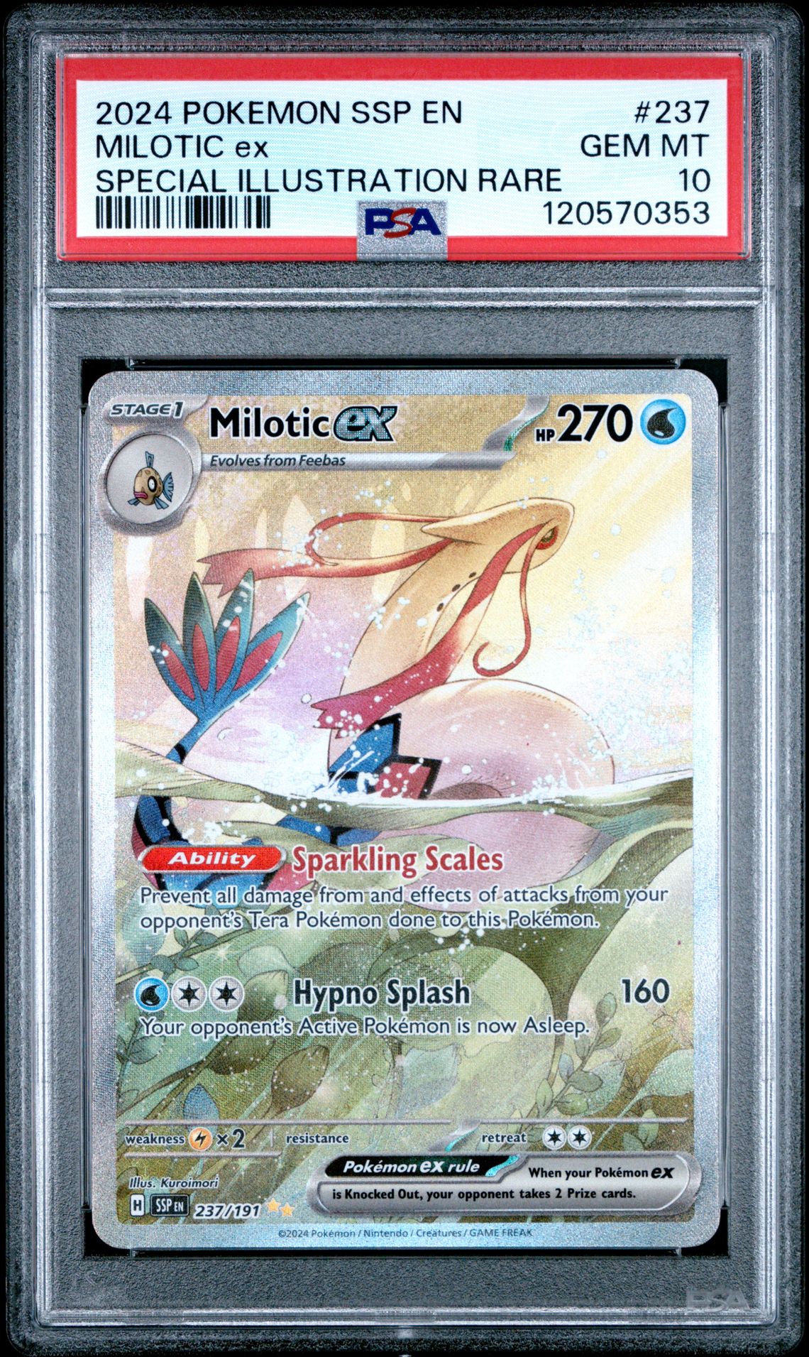 2024 Pokemon Ssp En-Surging Sparks Milotic Ex #237 (Special Illustration Rare) Gem Mt 10 front