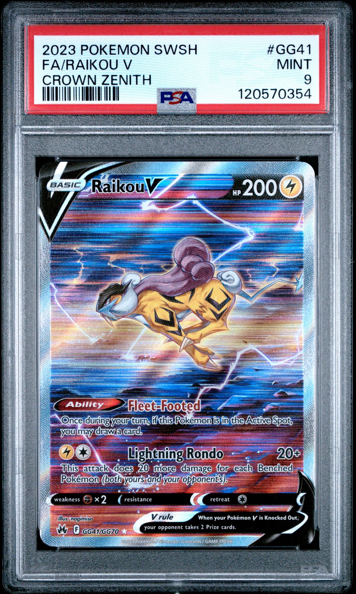 2023 Pokemon Sword And Shield Crown Zenith Fa/Raikou V #Gg41 (Crown Zenith) Mint 9 front