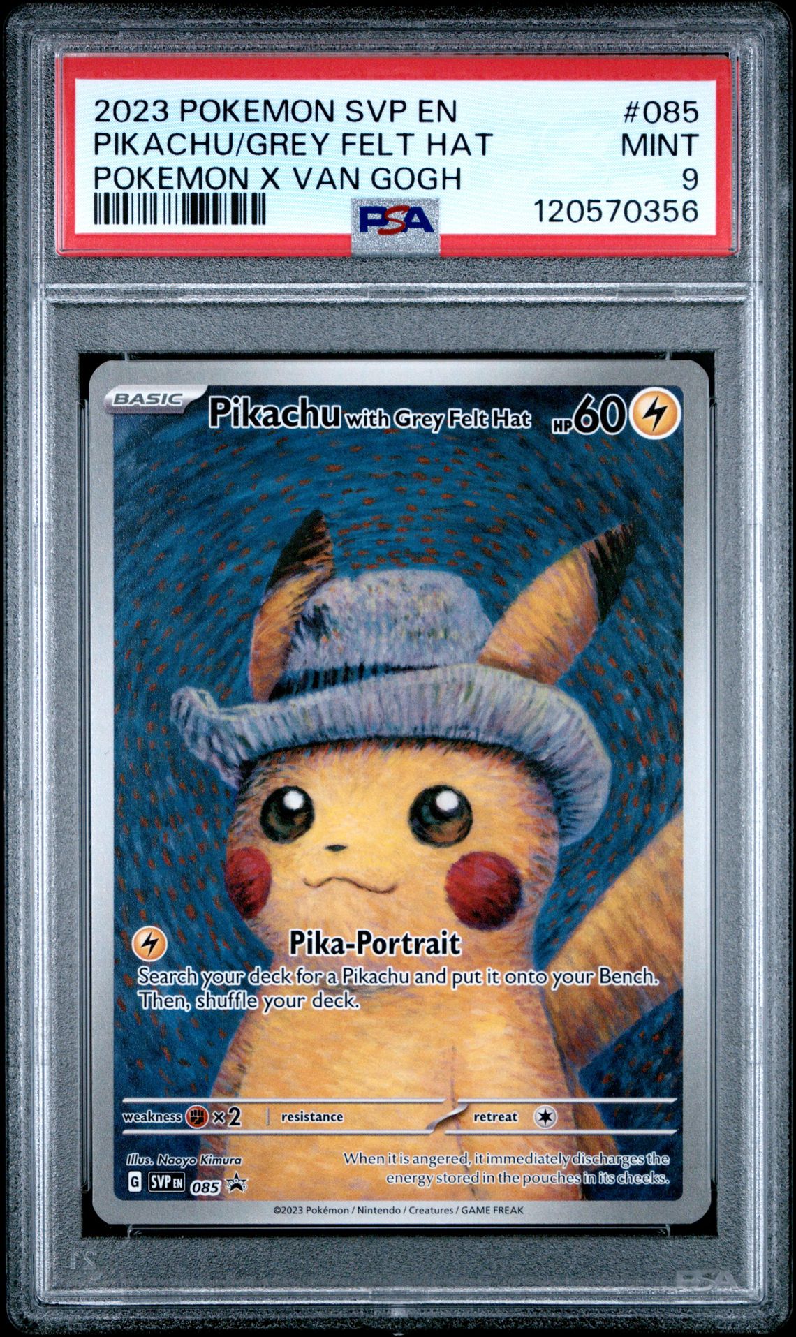 2023 Pokemon Svp En-Sv Black Star Promo Pikachu/Grey Felt Hat #085 (Pokemon X Van Gogh) Mint 9 front