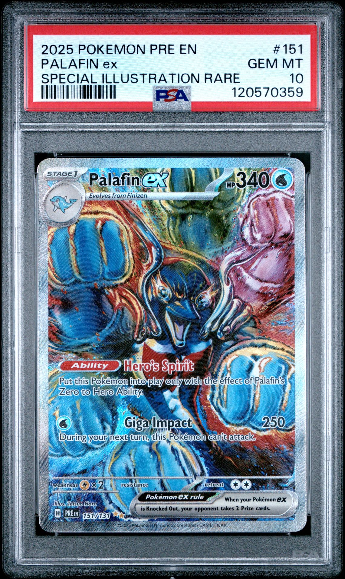 2025 Pokemon Pre En-Prismatic Evolutions Palafin Ex #151 (Special Illustration Rare) Gem Mt 10 front