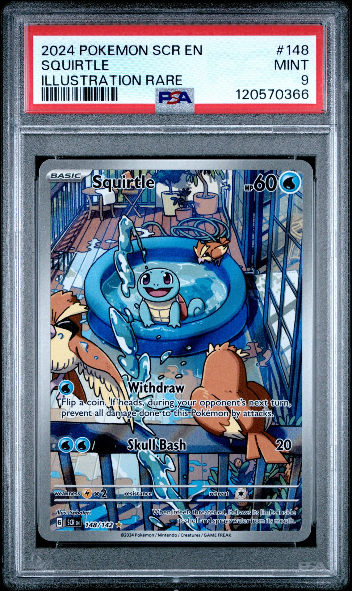 2024 Pokemon Scr En-Stellar Crown Squirtle #148 (Illustration Rare) Mint 9 front