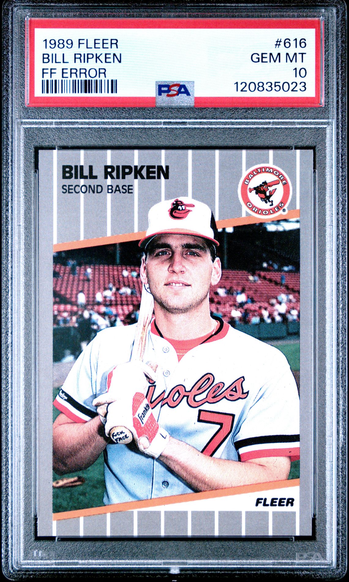 1989 Fleer Bill Ripken #616 (Ff Error) Gem Mt 10 front