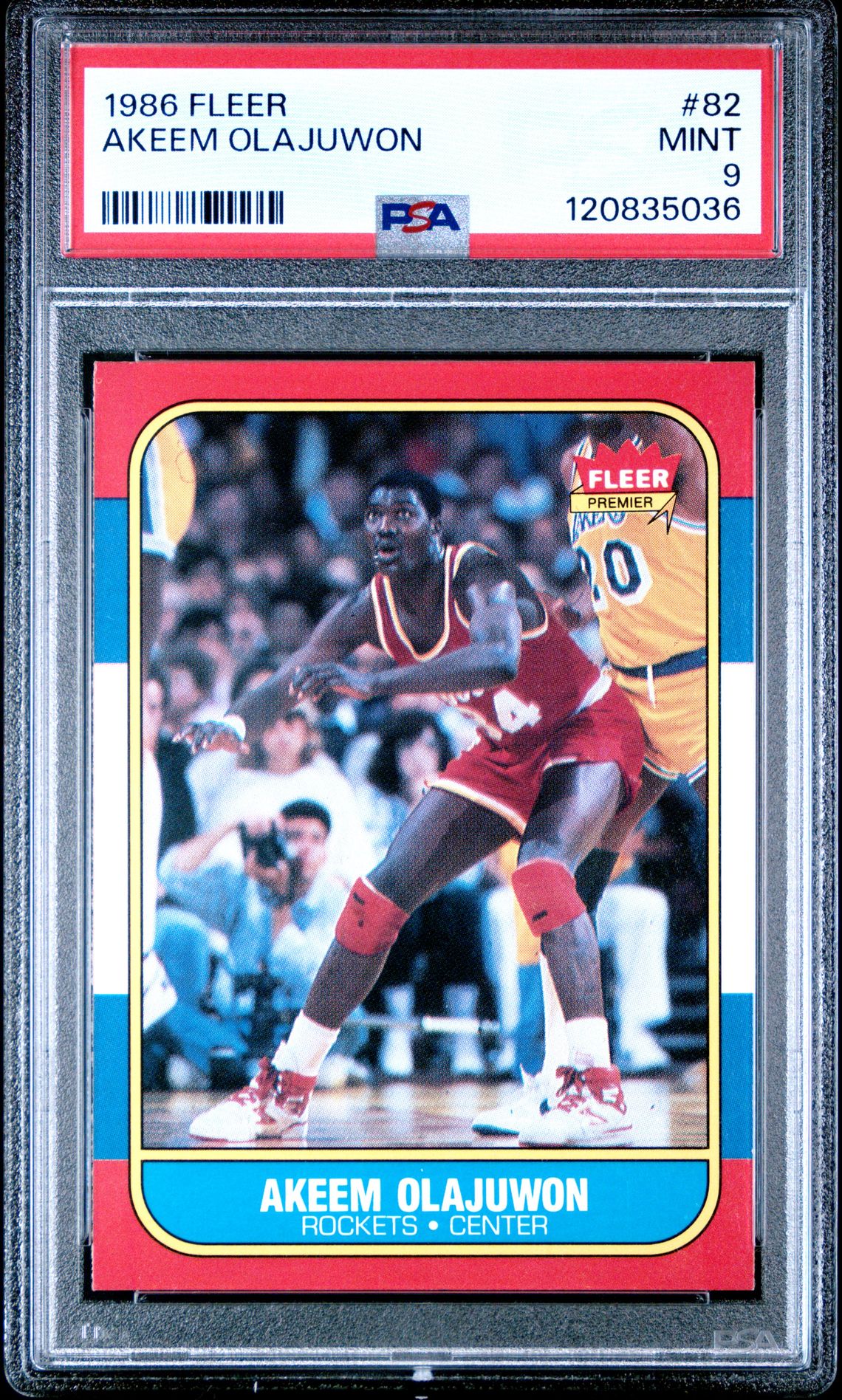 1986 Fleer Akeem Olajuwon #82 Mint 9 front