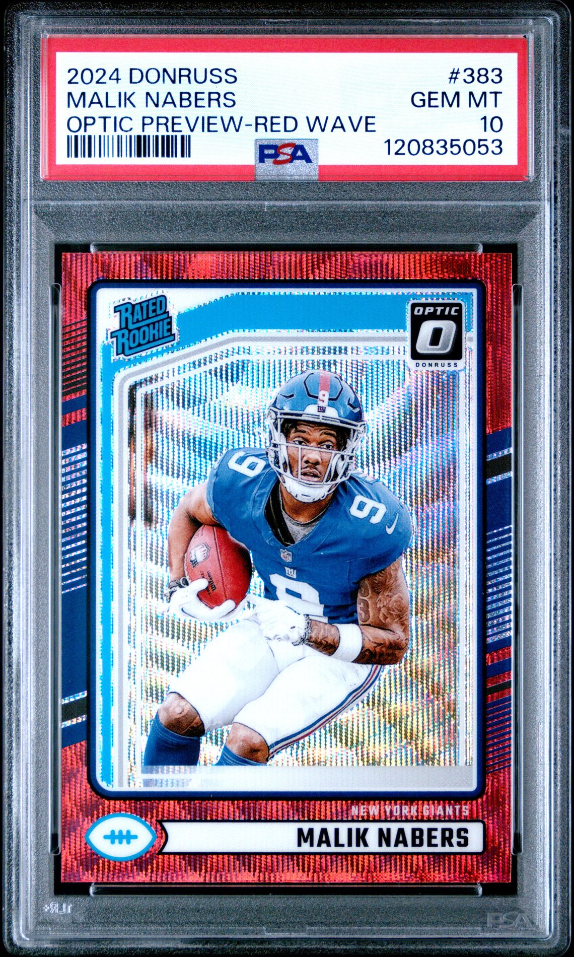 2024 Panini Donruss Malik Nabers #383 (Optic Preview-Red Wave) Gem Mt 10 front