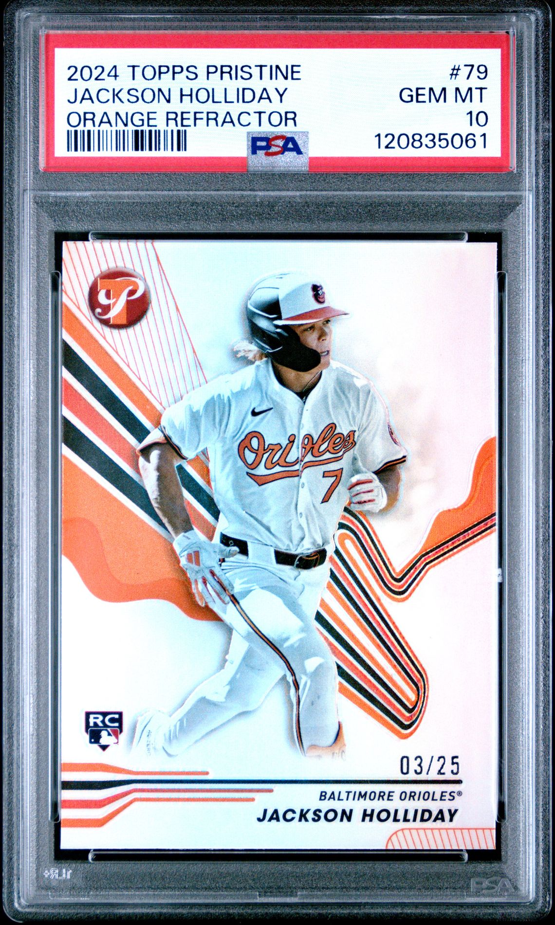 2024 Topps Pristine Jackson Holliday #79 (Orange Refractor) Gem Mt 10 front
