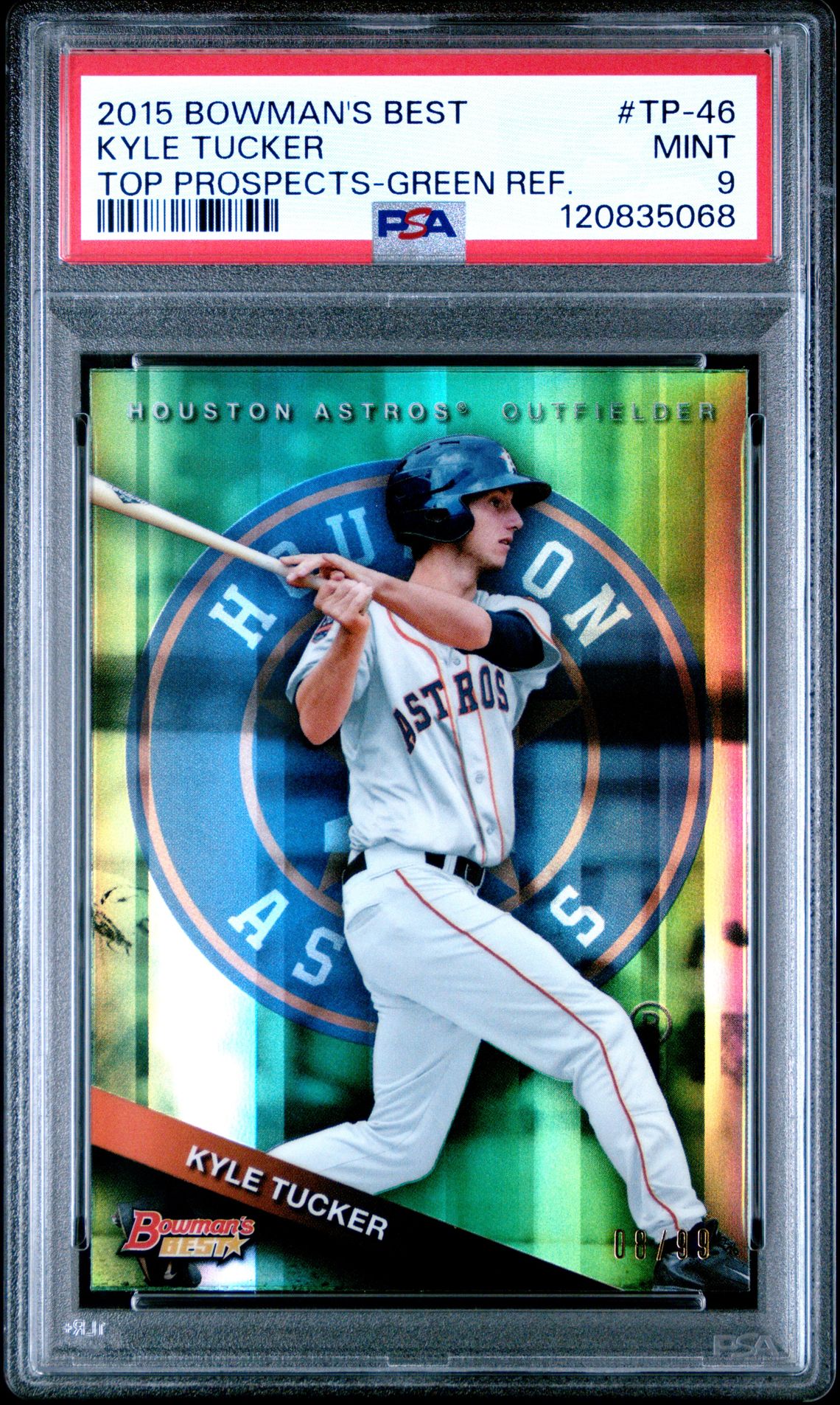 2015 Bowman's Best Top Prospects Kyle Tucker #Tp-46 (Top Prospects-Green Ref.) Mint 9 front