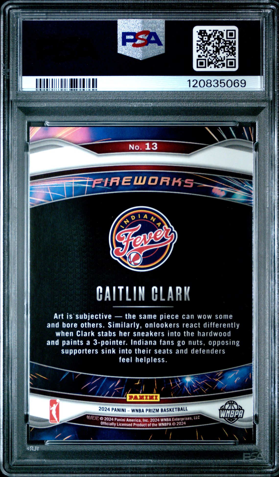 2024 Panini Prizm Wnba Fireworks Caitlin Clark #13 (Fireworks) Gem Mt 10 back