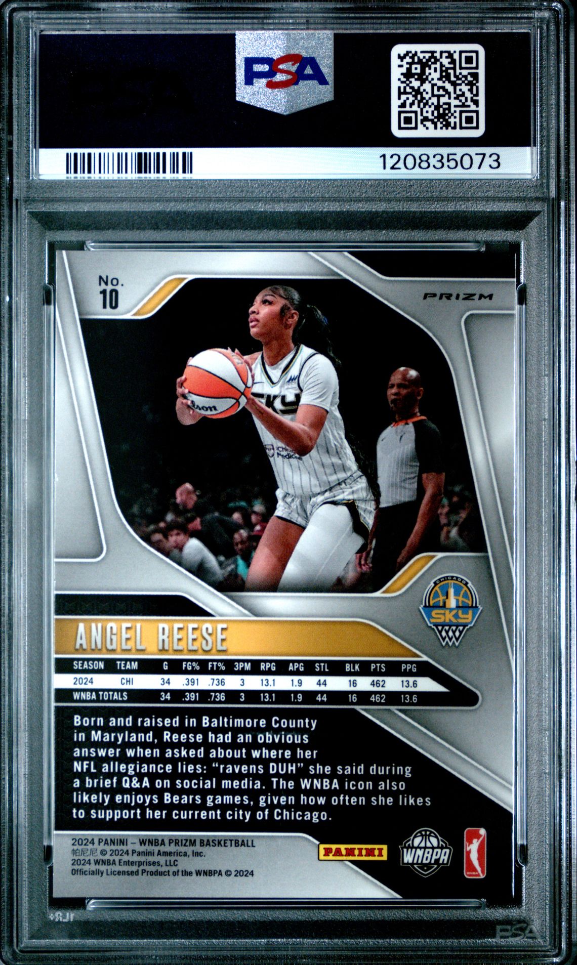 2024 Panini Prizm Wnba Angel Reese #10 (Ice) Nm-Mt 8 back