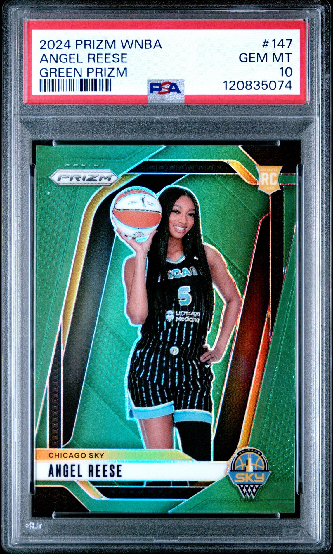 2024 Panini Prizm Wnba Angel Reese #147 (Green Prizm) Gem Mt 10 front