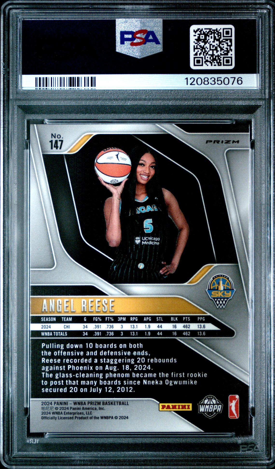 2024 Panini Prizm Wnba Angel Reese #147 (Orange Ice) Mint 9 back