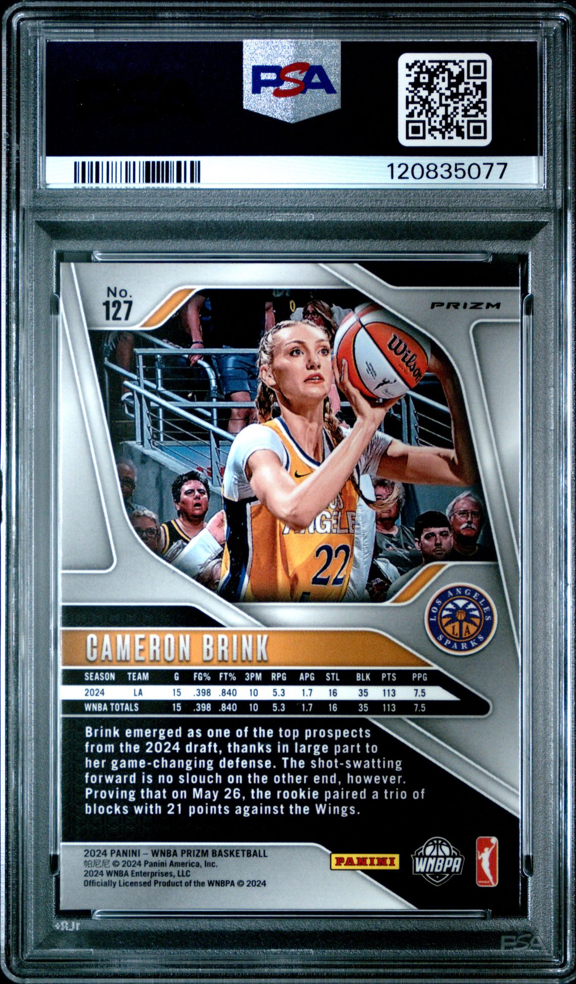 2024 Panini Prizm Wnba Cameron Brink #127 (Ice) Nm-Mt 8 back