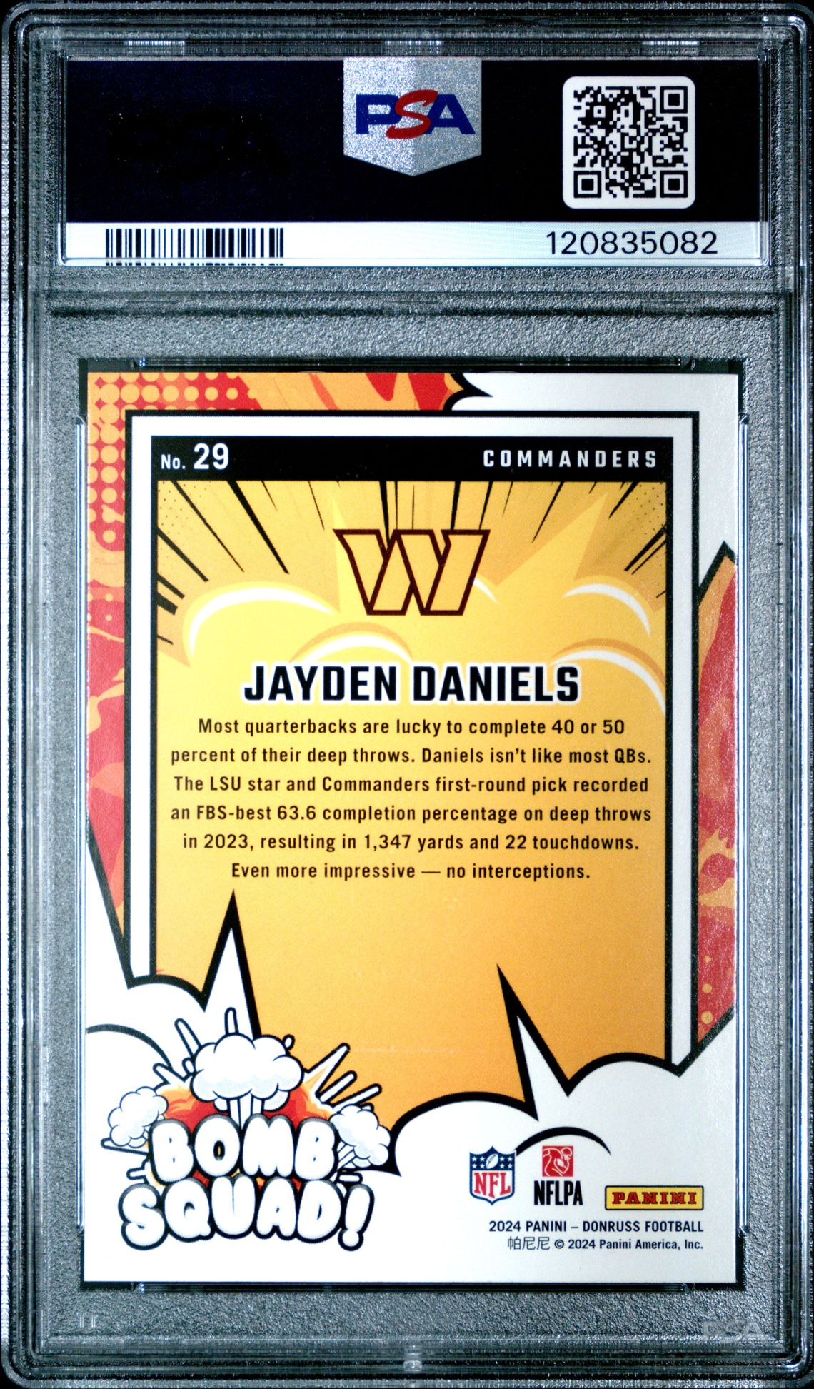 2024 Panini Donruss Bomb Squad Jayden Daniels #29 Gem Mt 10 back