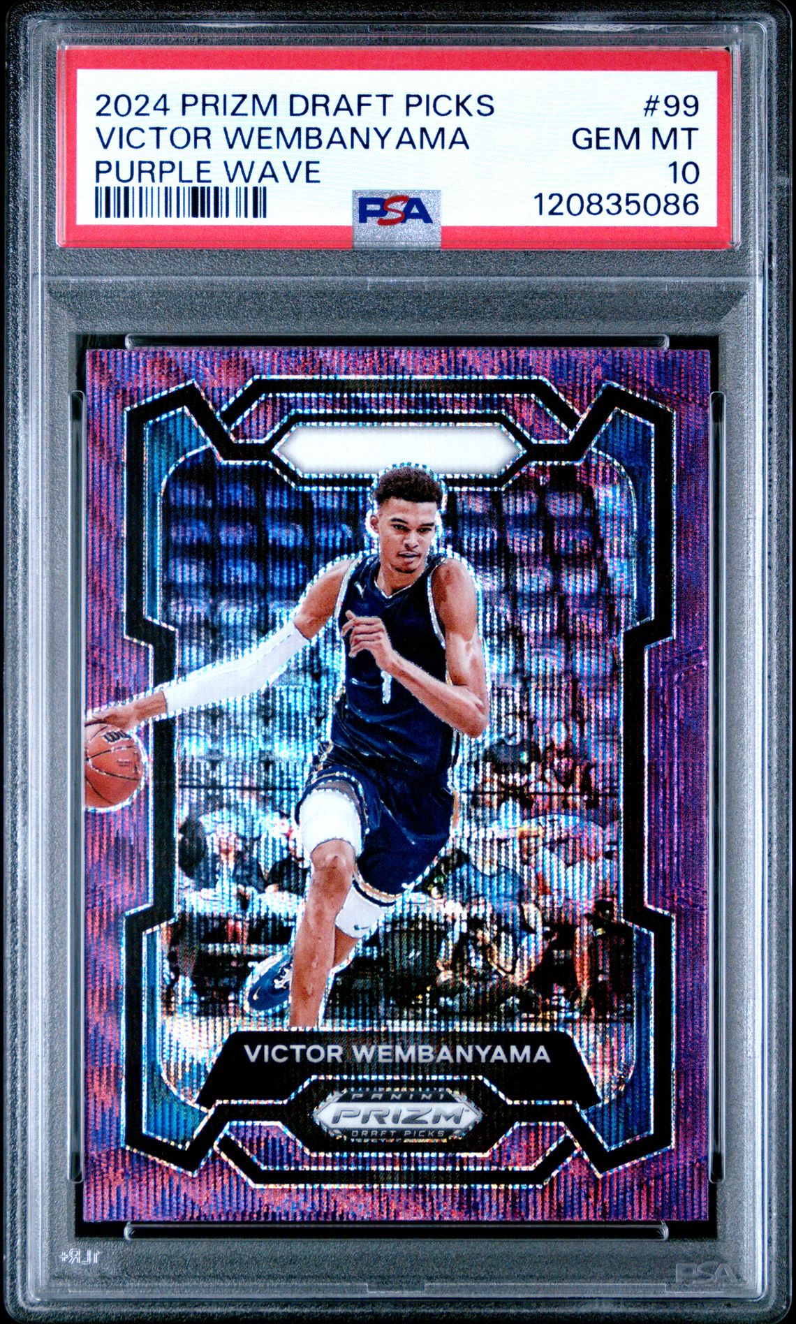 2024 Panini Prizm Draft Picks Victor Wembanyama #99 (Purple Wave) Gem Mt 10 front