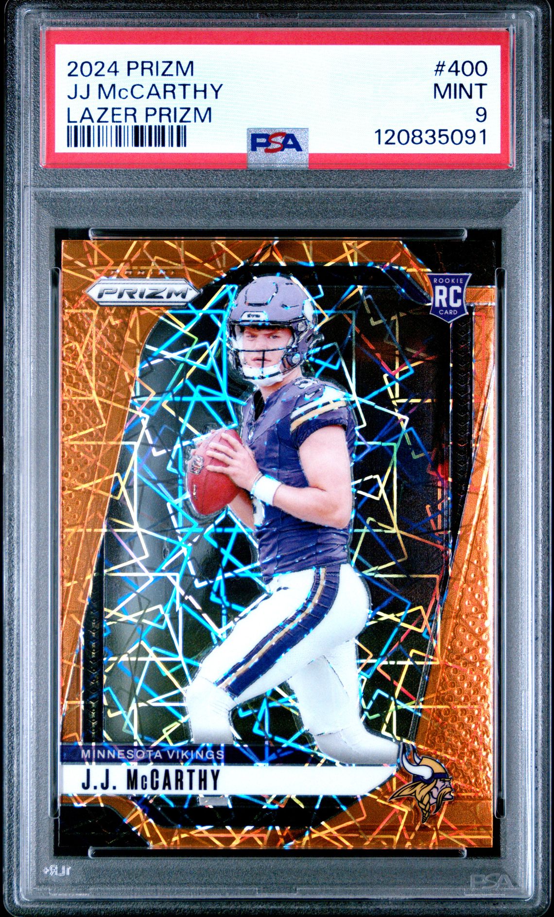 2024 Panini Prizm Jj Mccarthy #400 (Lazer Prizm) Mint 9 front