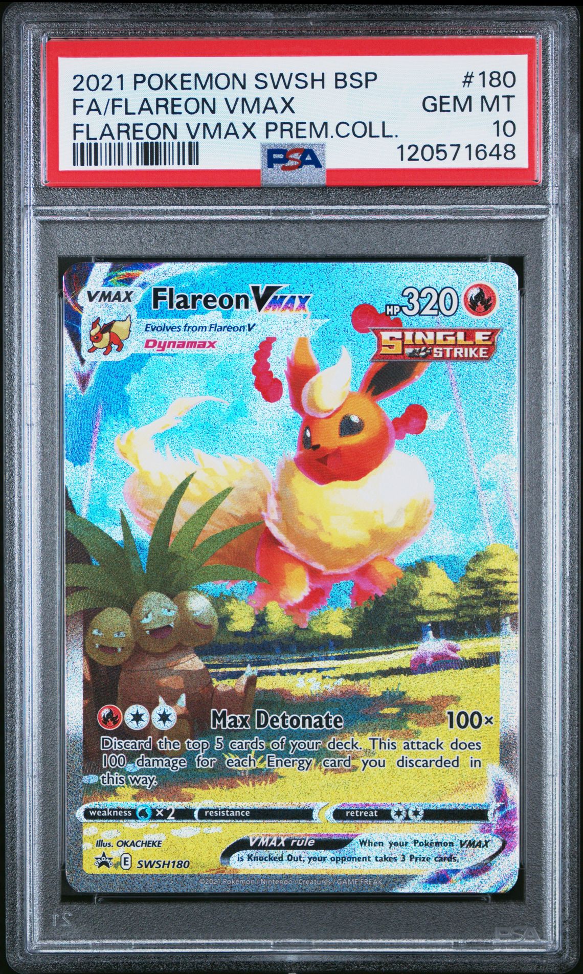 2021 Pokemon Swsh Black Star Promo Fa/Flareon Vmax #180 (Flareon Vmax Prem.coll.) Gem Mt 10 front
