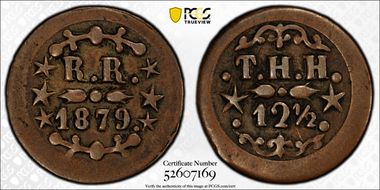 1879 12 1/2C Hawaii - T.Hobron 2/6 Stars XF45BN