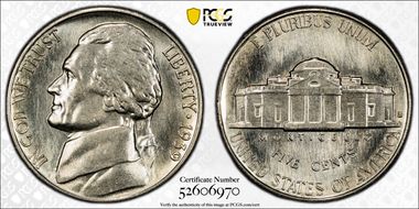 1939-S 5C Reverse of 1938 MS67+ FS