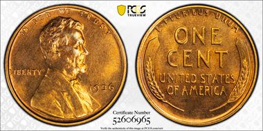 1936 1C Satin PR67RD