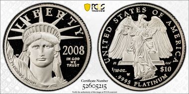 2008-W $10 Statue of Liberty PR70DCAM