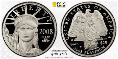 2008-W $25 Statue of Liberty PR69DCAM