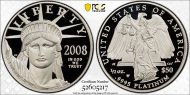 2008-W $50 Statue of Liberty PR70DCAM