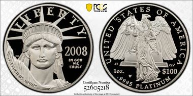 2008-W $100 Statue of Liberty PR70DCAM