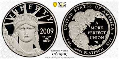 2009-W $100 Statue of Liberty PR70DCAM