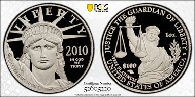 2010-W $100 Statue of Liberty PR69DCAM