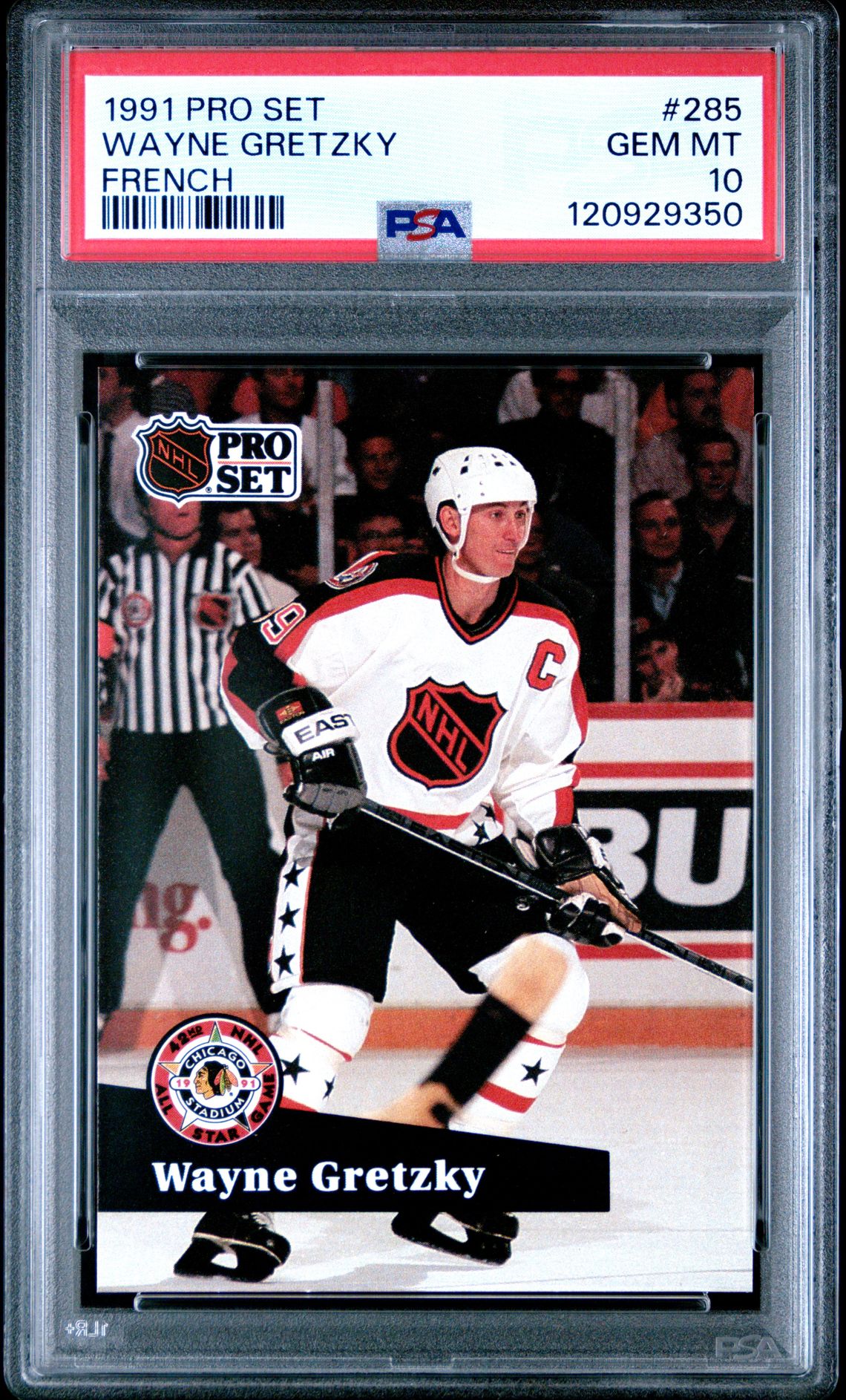 1991 Pro Set Wayne Gretzky #285 (French) Gem Mt 10 front