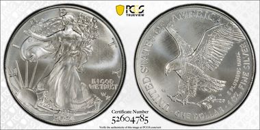 2024-(P) $1 Silver Eagle with Star Privy Struck at Philadelphia MS69